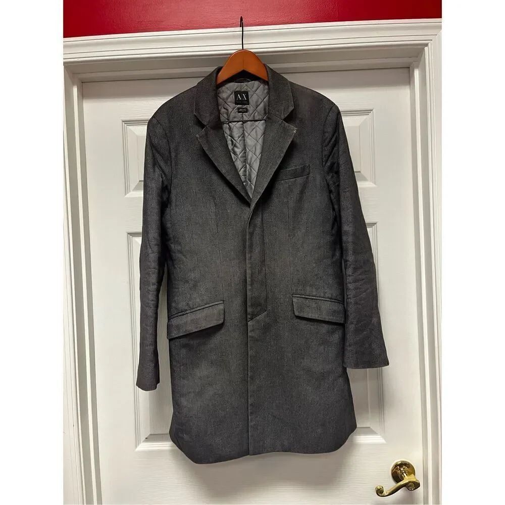 Armani Exchange Men’s Charcoal Gray Quilted Over Coat sz XL EUC